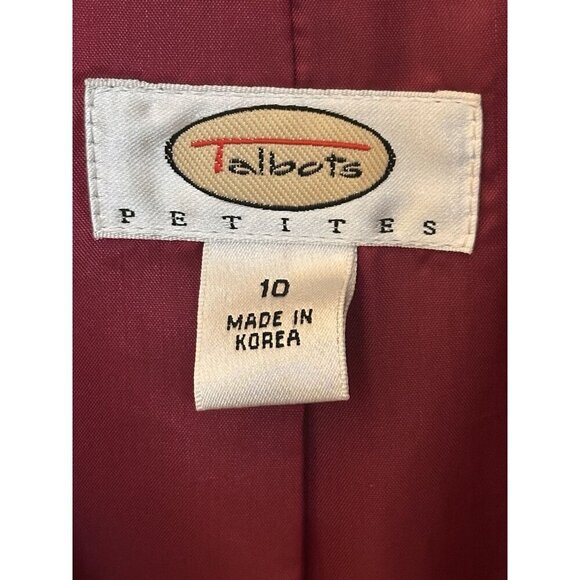 Talbots Women's 10 Petite Velvet Blazer Jacket Red Wine Buttons Pockets - Picture 4 of 13